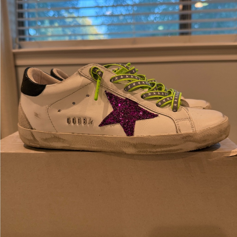 Golden Goose Superstar Sneakers with Purple Star